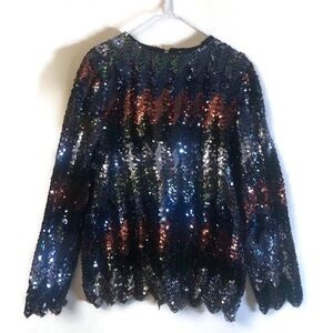 vintage Miss H 80’S multi color sequin formal top sz large